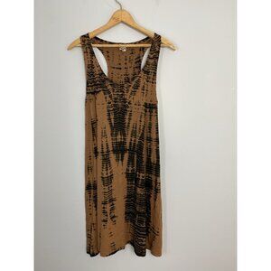 Integrity Tie-Dye Midi Dress Womens Size S/M Summer Tank Dress Brown/Black